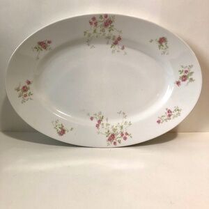 Martin Limoges France Large Oval Serving Platter Pink Spray Rose